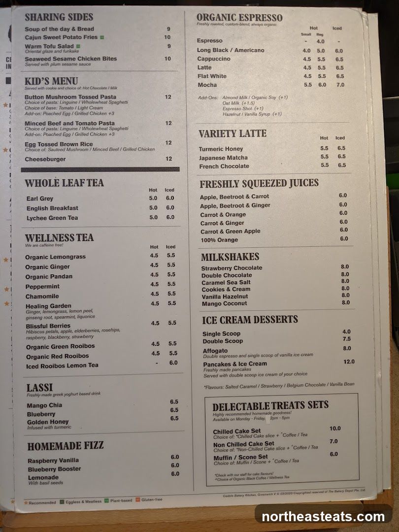 Cedele Bakery Kitchen Menu
