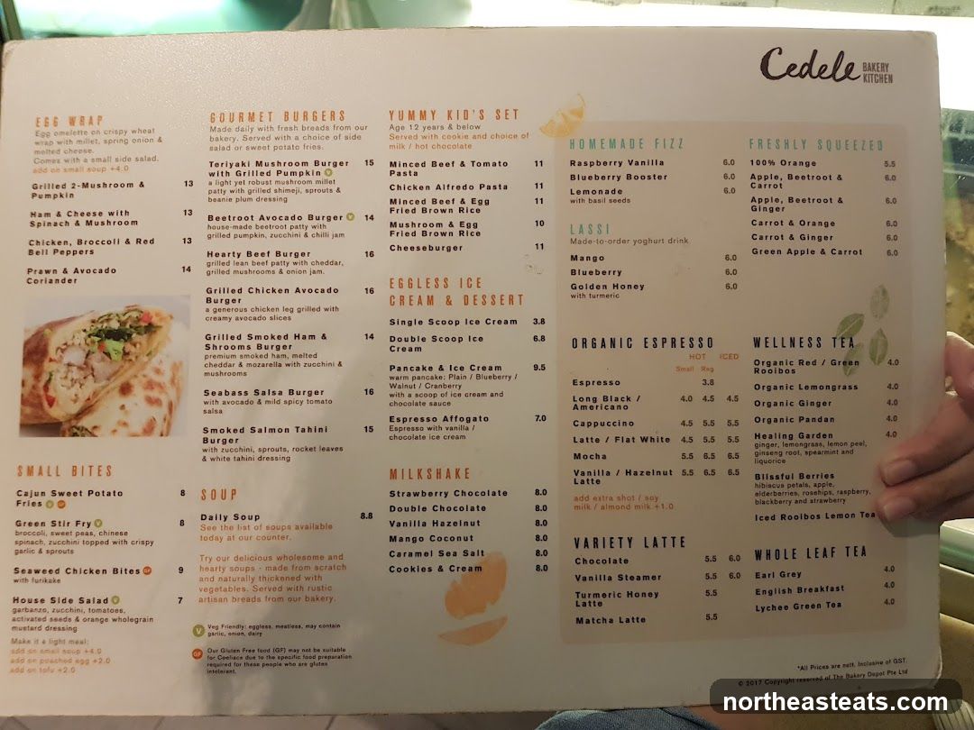 Cedele Bakery Kitchen Menu