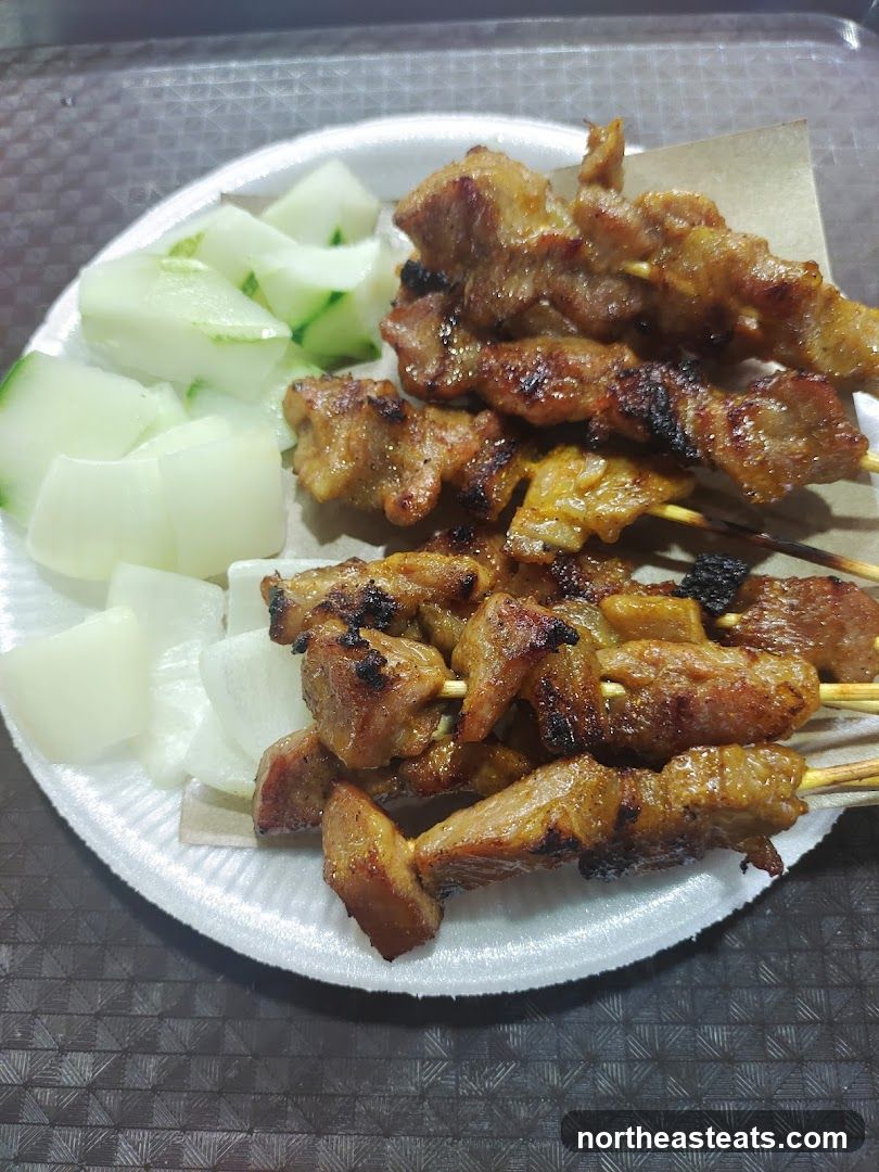 Satay Skewers with Cucumber and Onion