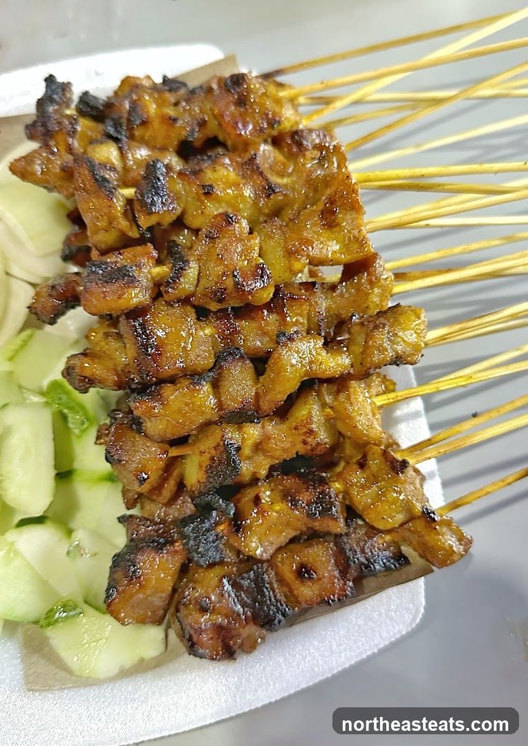 Grilled Meat Skewers with Cucumber Slices