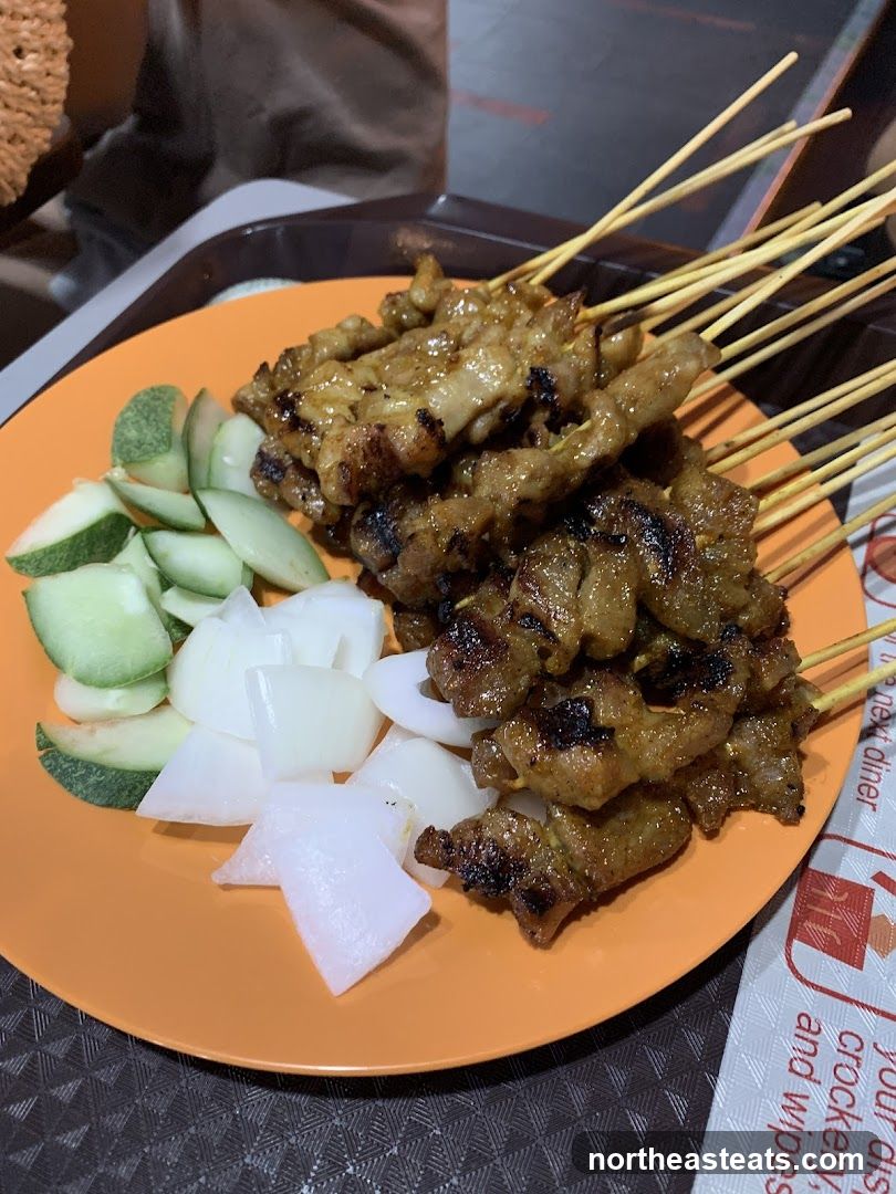 Satay Skewers with Cucumber and Onion