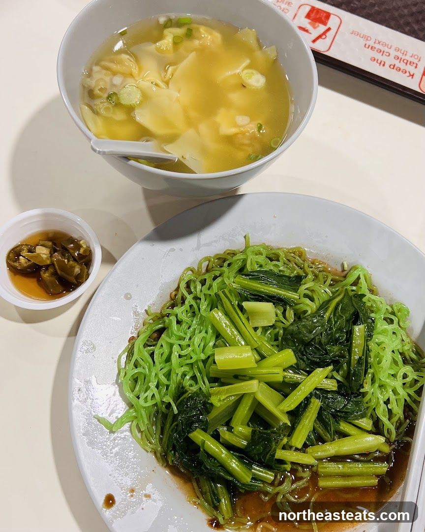 Noodles with Vegetables and Wonton Soup