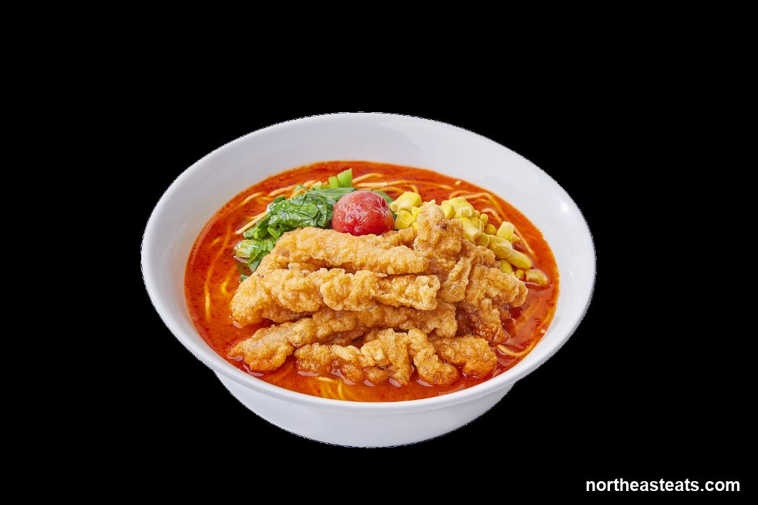 Spicy Noodle Soup with Fried Chicken