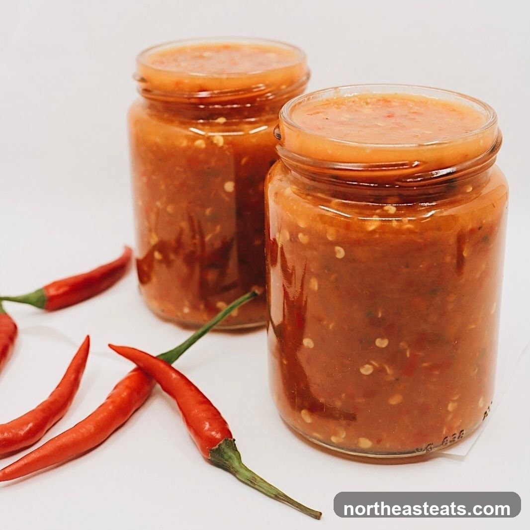 Jars of Salsa with Chili Peppers