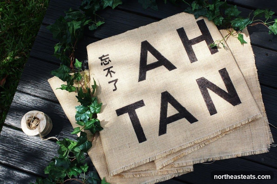 Burlap fabric with text