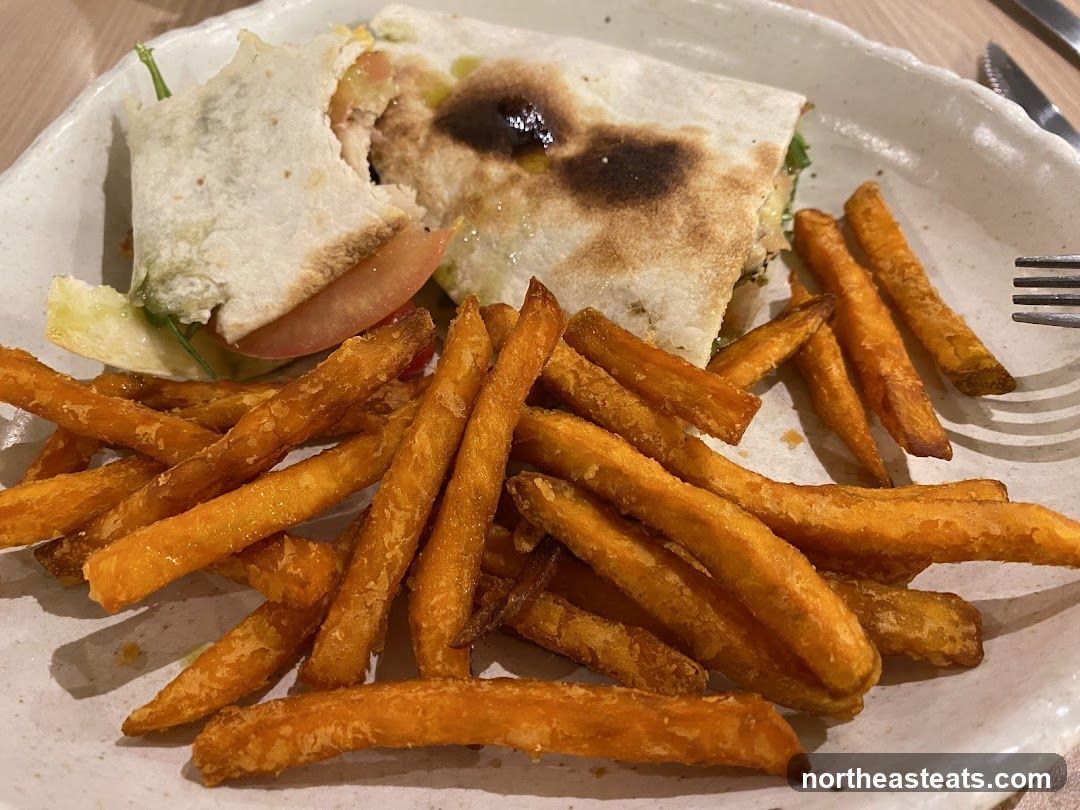 Wrap and Sweet Potato Fries