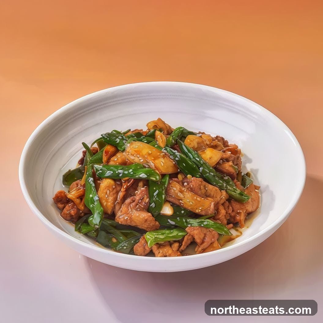 Stir-fried dish with green beans and meat