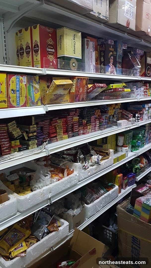 Incense and other products on shelves