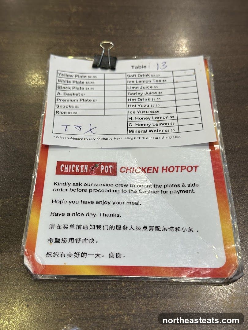 Chicken Pot Chicken Hotpot Menu