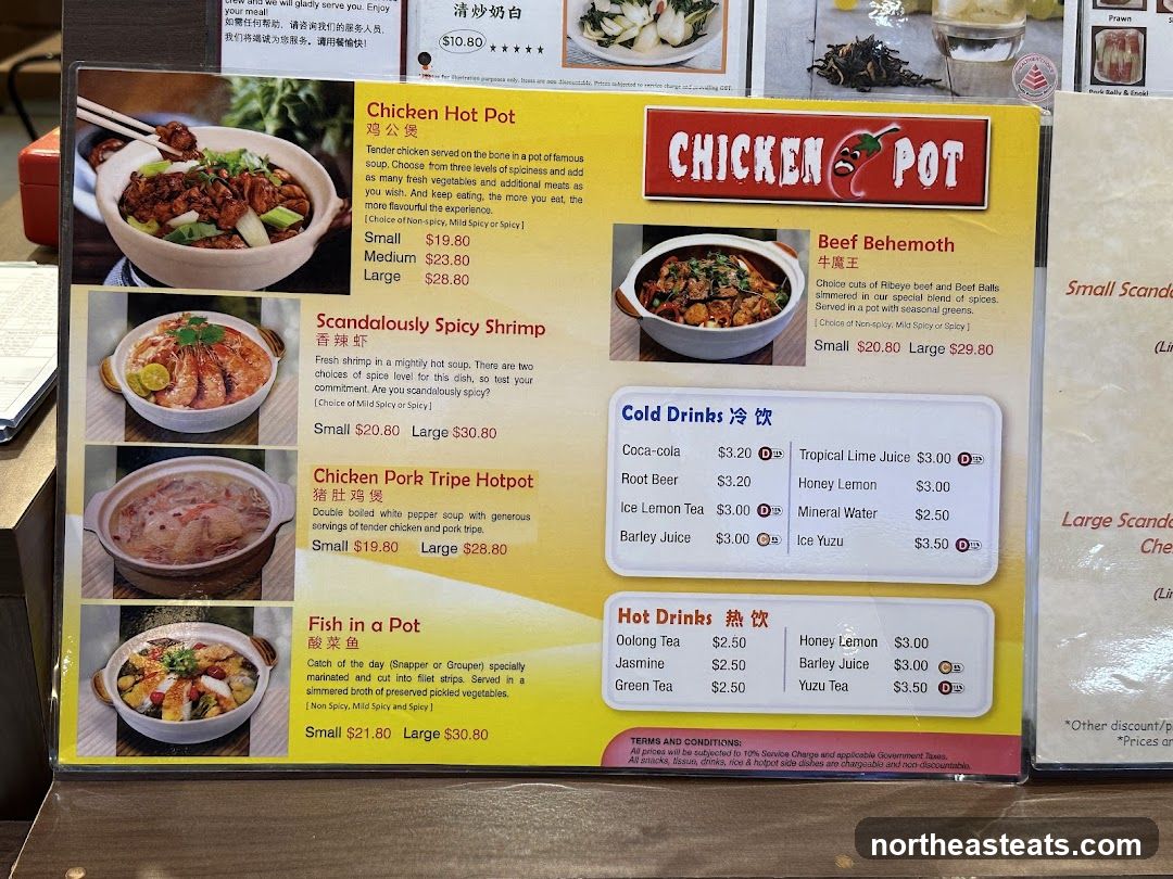 Menu with Food and Drinks