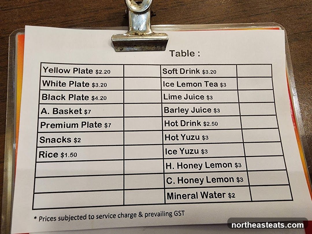 Table Menu