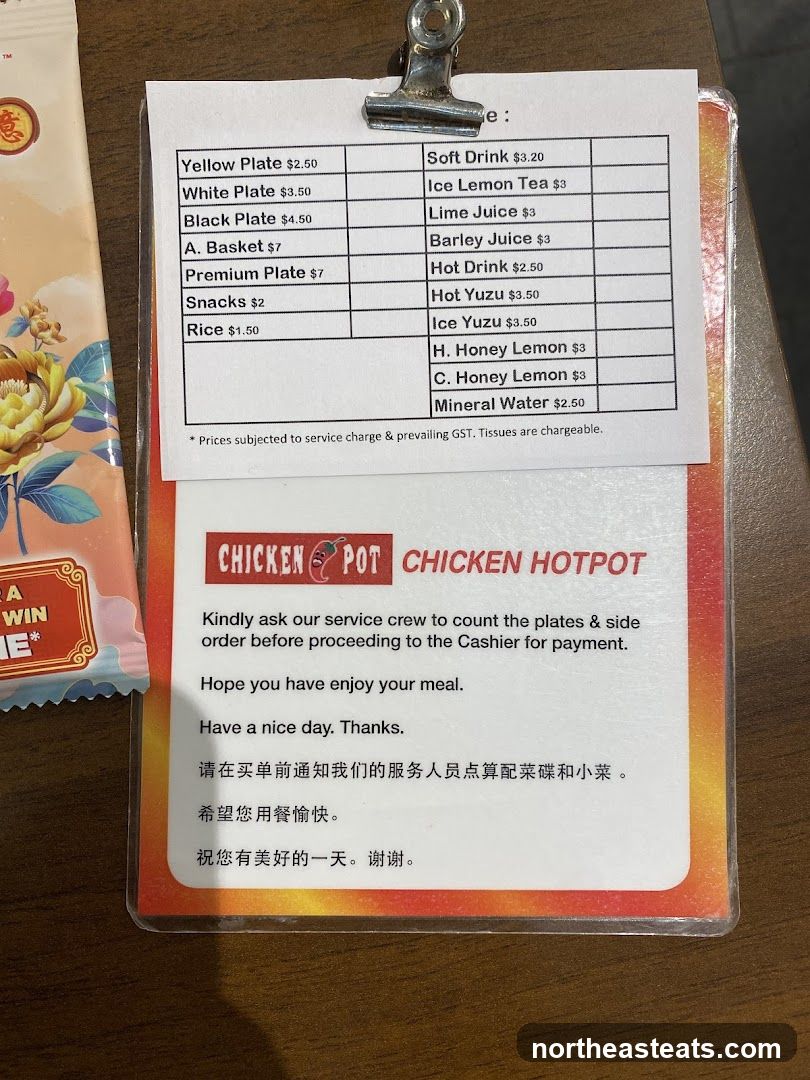 Chicken Pot Chicken Hotpot Menu