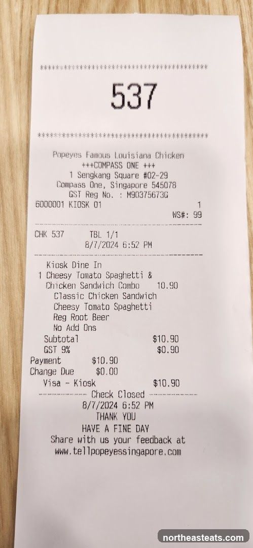Popeyes Receipt