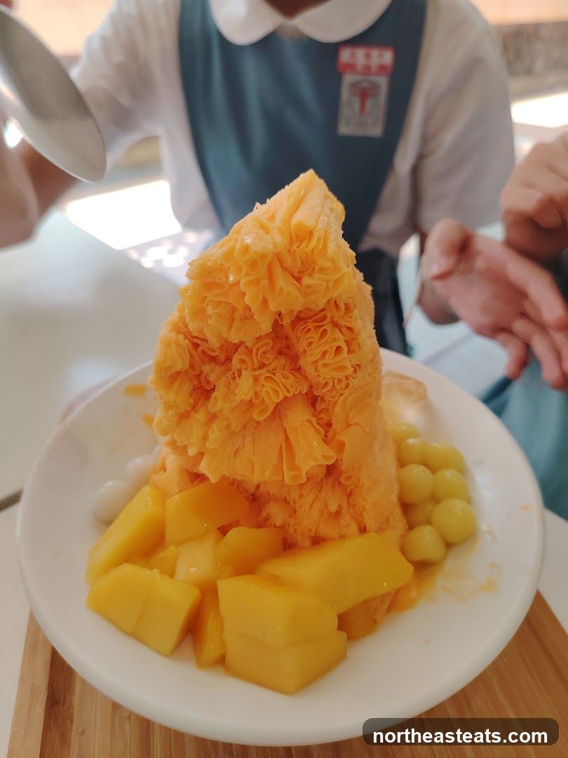 Mango shaved ice dessert