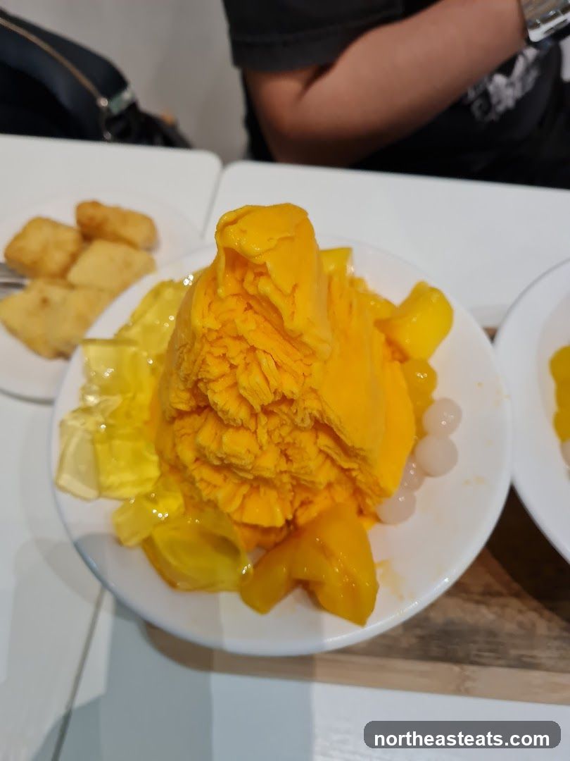 Mango shaved ice dessert