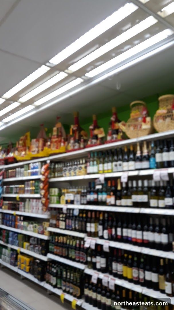 Aisle of alcoholic beverages in a supermarket