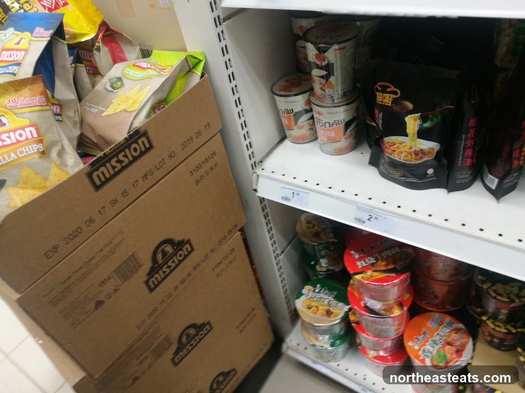 Snack and Noodle Products on Shelves