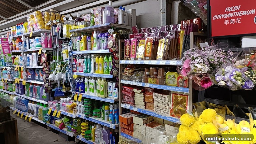 Supermarket Aisles with Cleaning Supplies and Flowers
