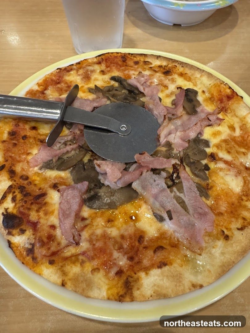 Pizza with Ham and Mushrooms