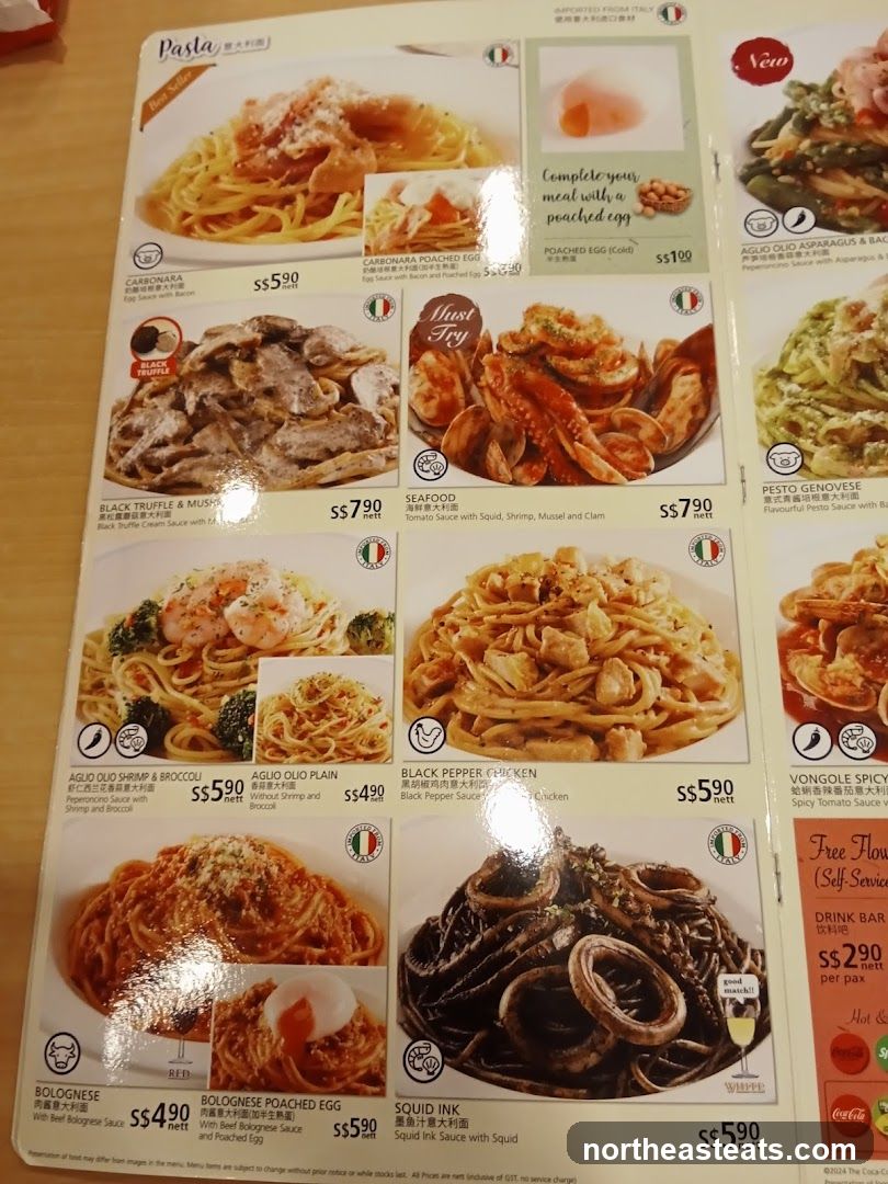 Pasta Menu