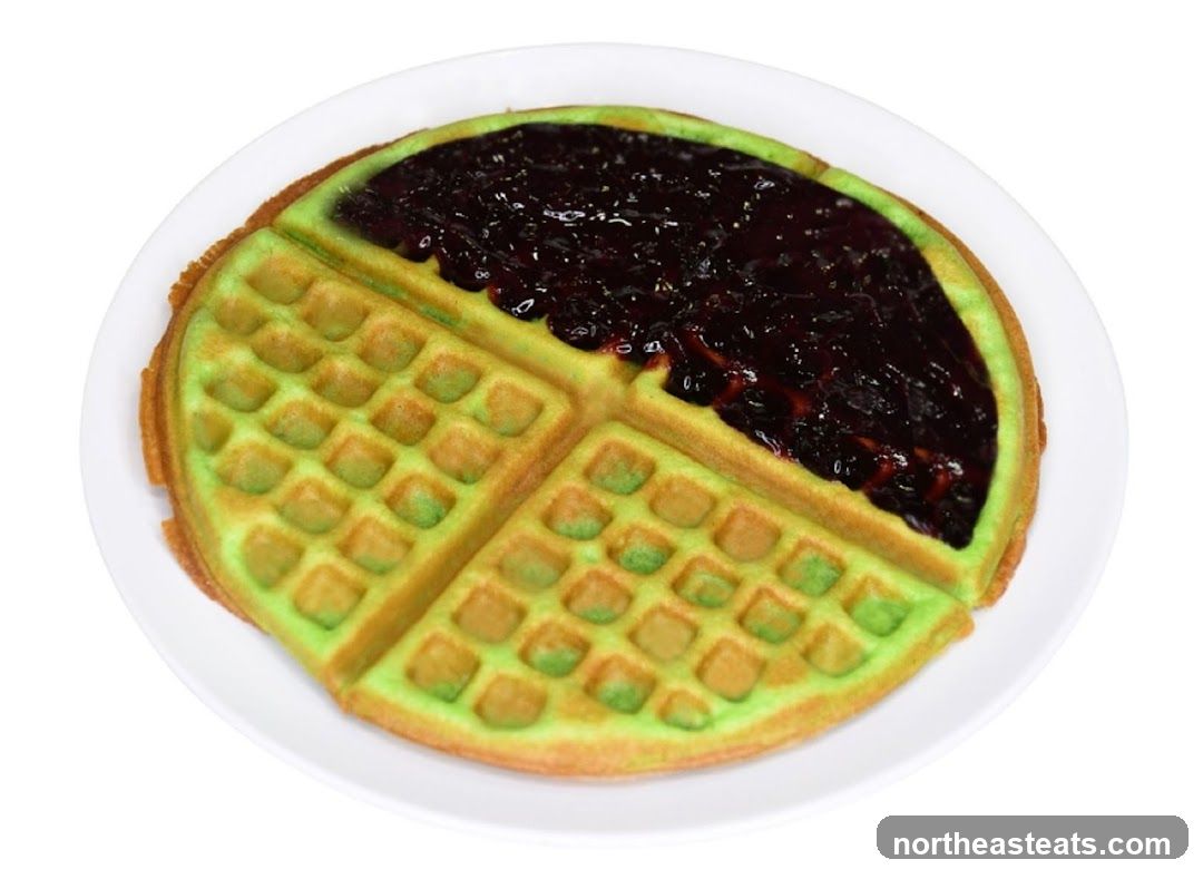 Green Waffle with Dark Topping