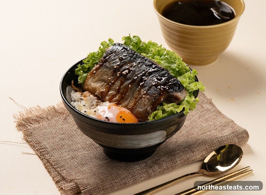 Mackerel Donburi with Egg