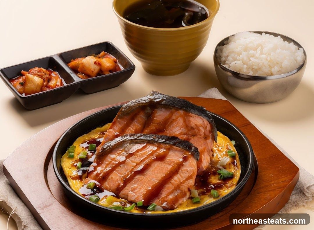 Salmon with Egg and Kimchi