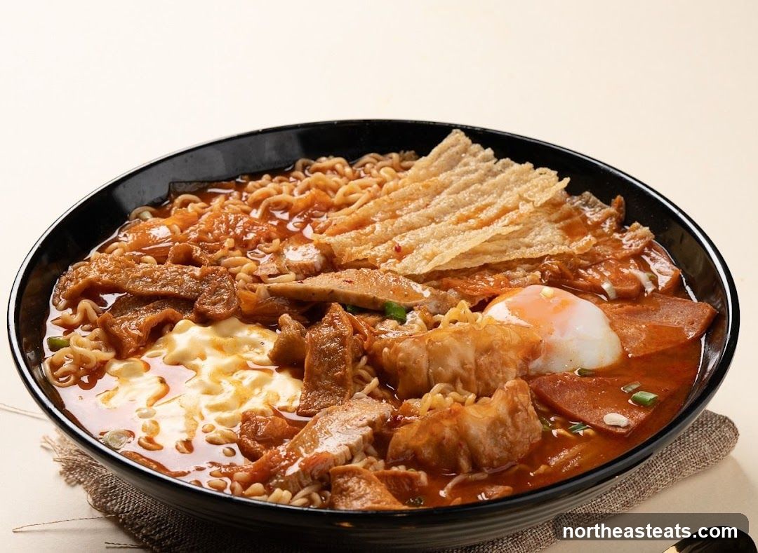 Spicy Noodle Soup with Egg and Meat