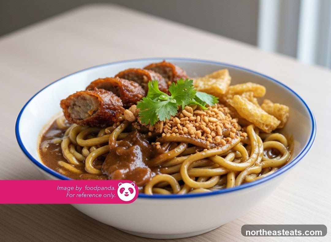 Noodles with Meat and Crispy Toppings