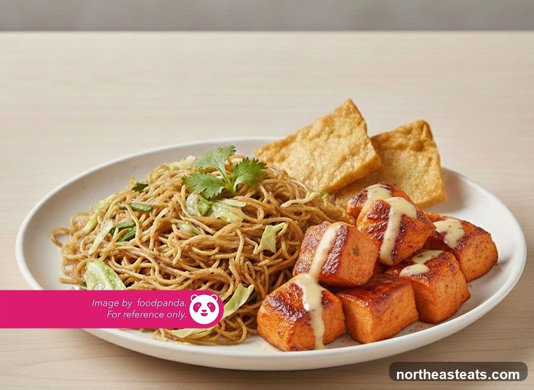 Noodles with Fried Tofu and Salmon