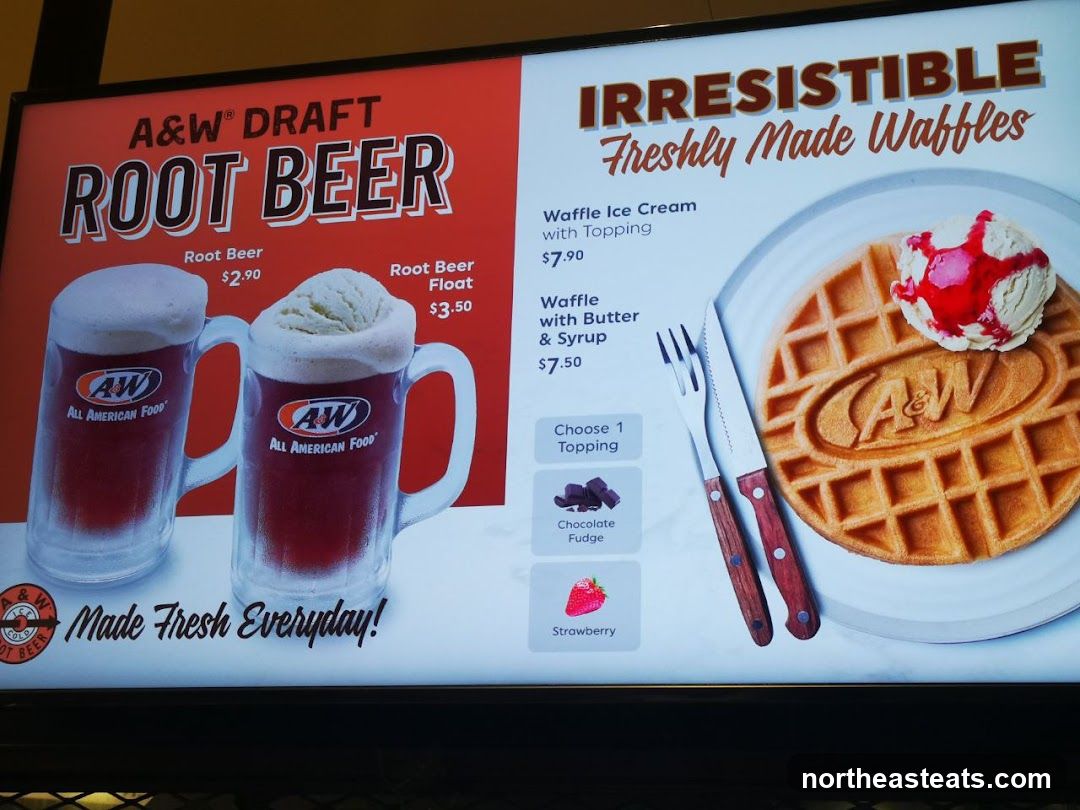 A&W Root Beer and Waffles Menu
