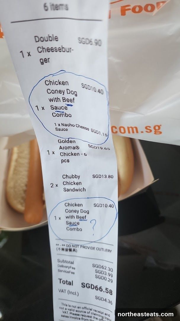 Receipt with Food Items