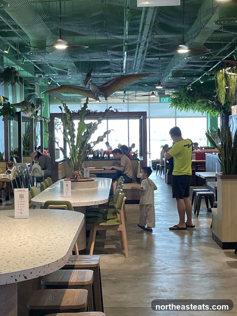 Dinosaur-themed restaurant interior