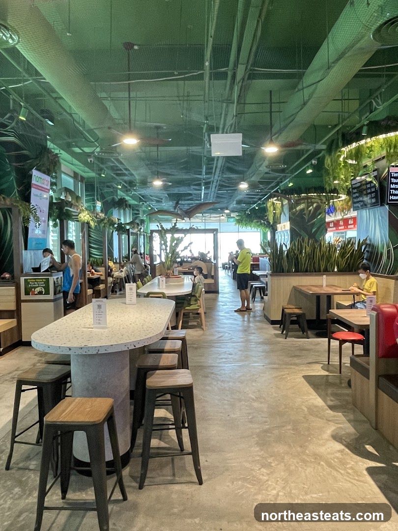 Dinosaur-themed restaurant interior