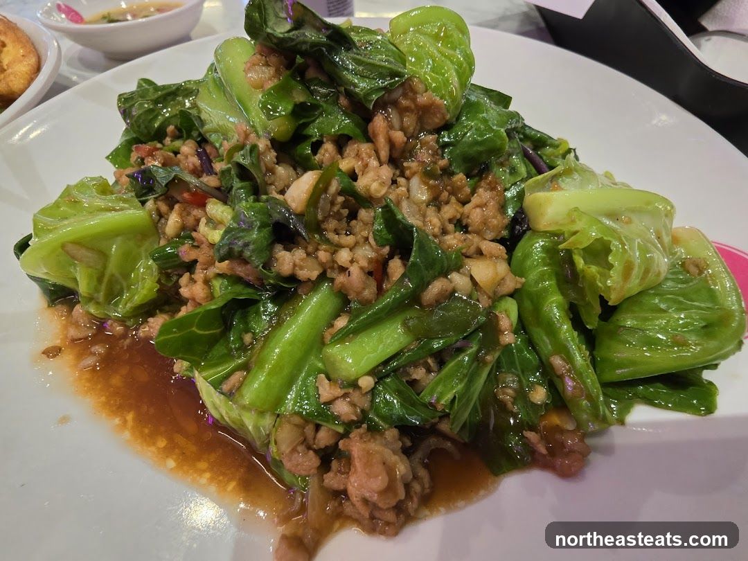 Stir-fried Greens with Minced Meat