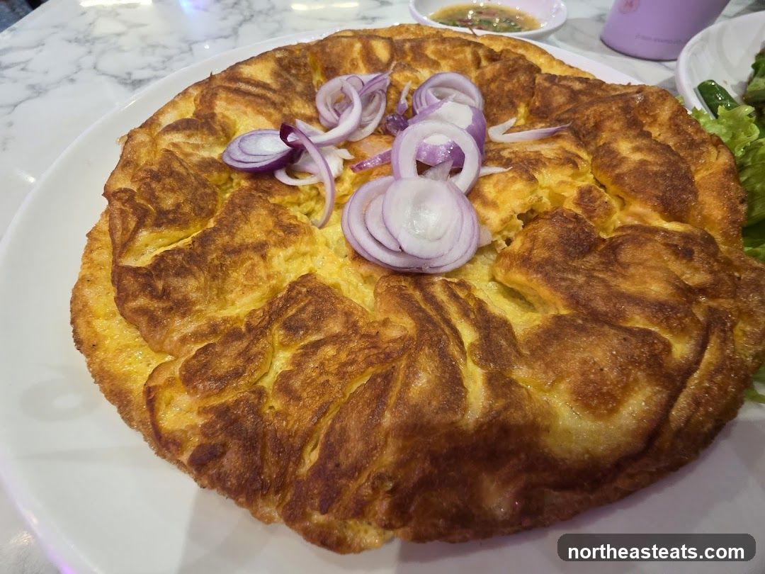 Omelette with Red Onion Garnish
