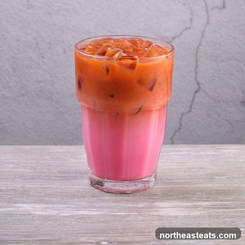 Pink and Orange Layered Drink with Ice