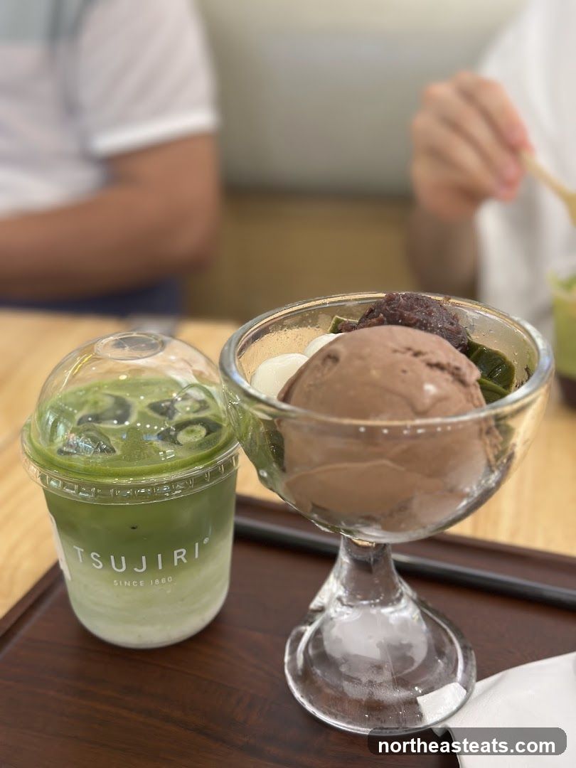 Matcha drink and dessert
