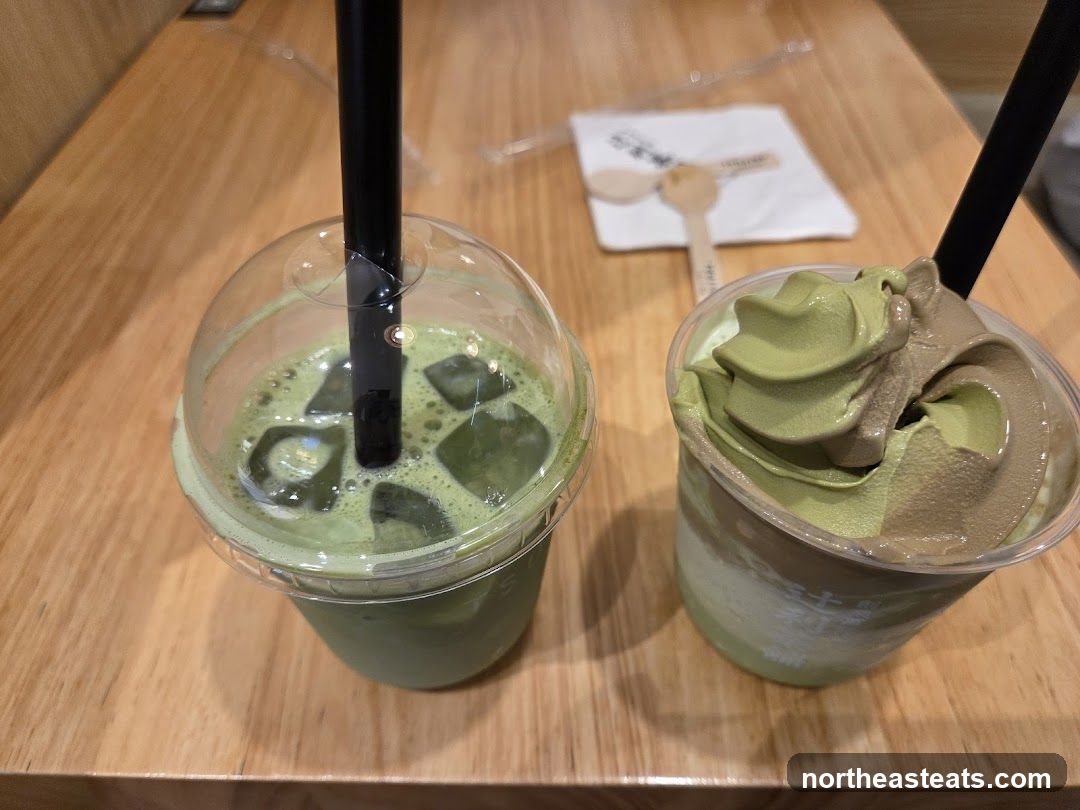 Matcha drinks and soft serve