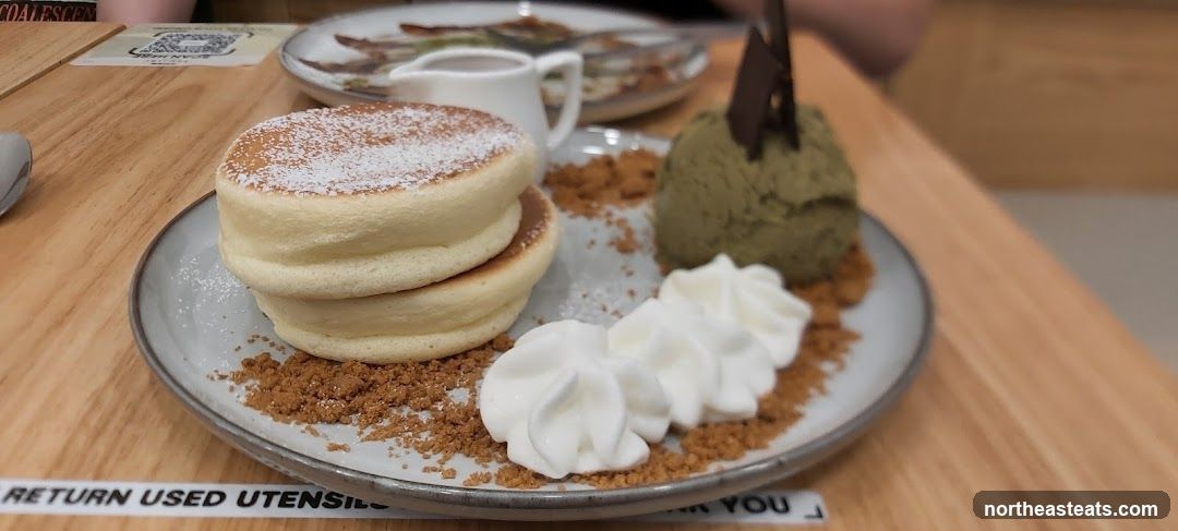 Soufflé Pancakes with Matcha Ice Cream
