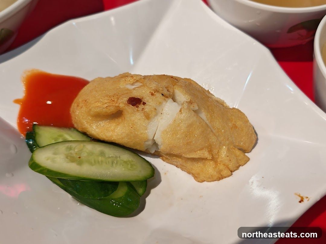 Fried Fish Cake with Cucumber and Sauce
