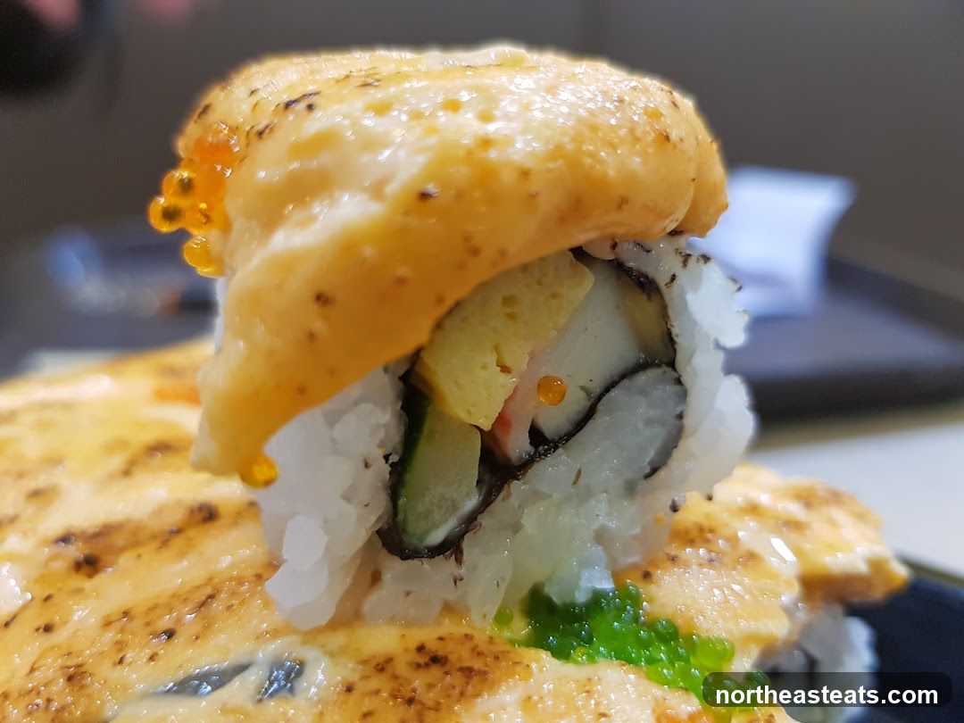 Close-up of Salmon Sushi Roll