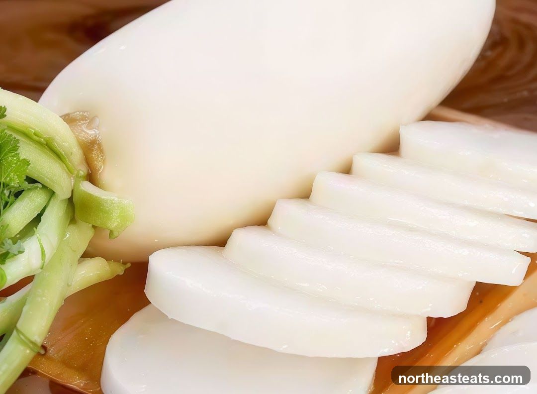 Sliced Daikon Radish with Greens