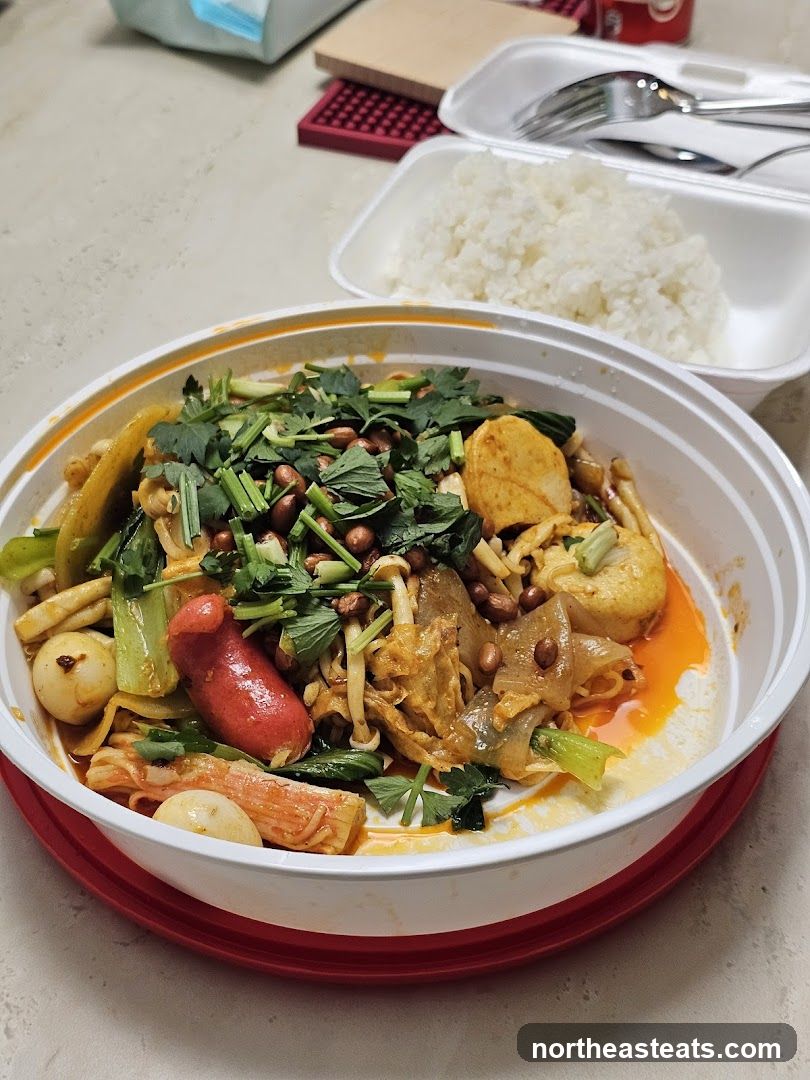 Spicy Noodle Dish with Rice