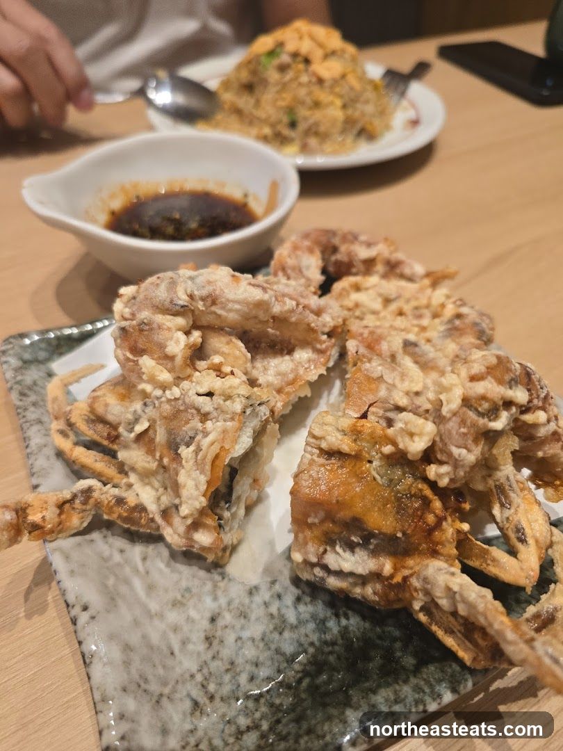 Fried Soft Shell Crab with Dipping Sauce and Fried Rice
