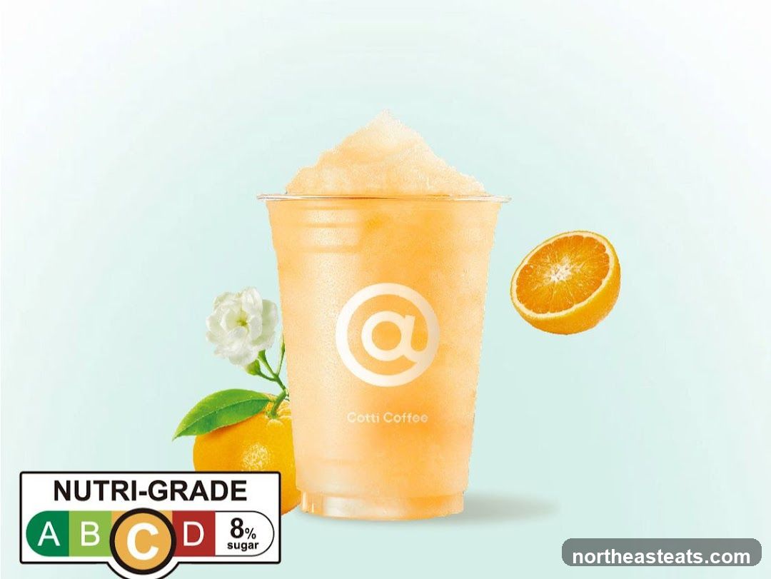 Orange Slushy with Cotti Coffee Logo