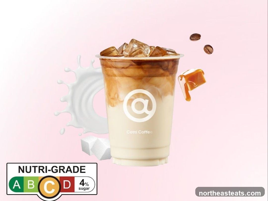 Iced Coffee Drink with Caramel and Milk Splash