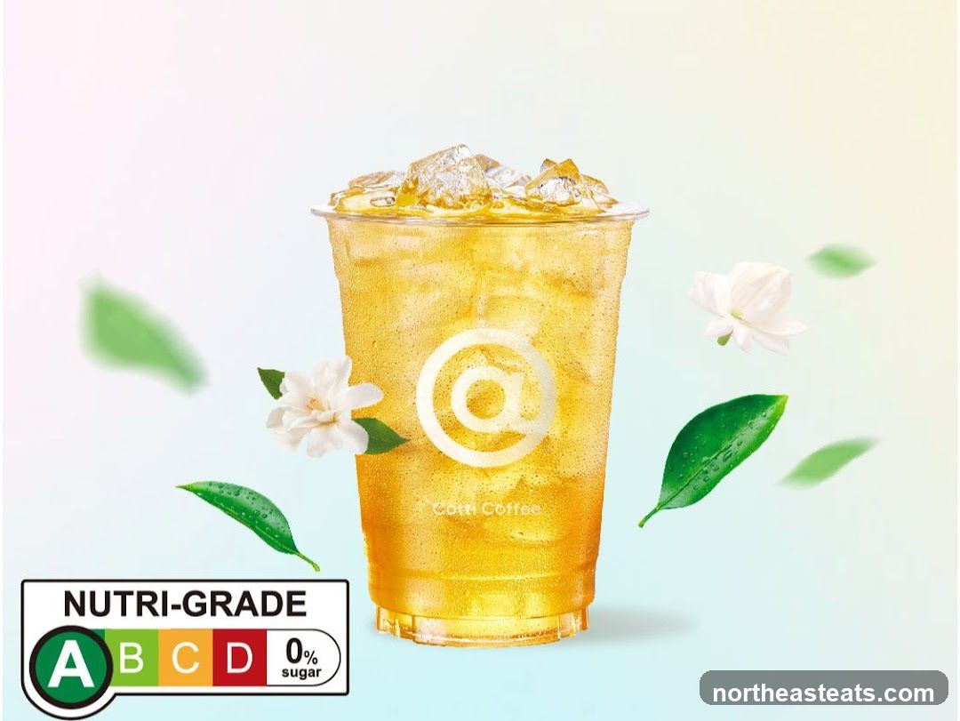 Iced Tea with Flowers and Nutri-Grade Label