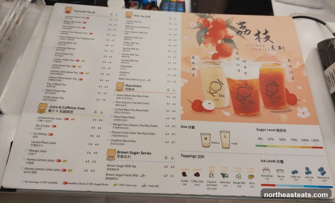 KOI Thé Menu