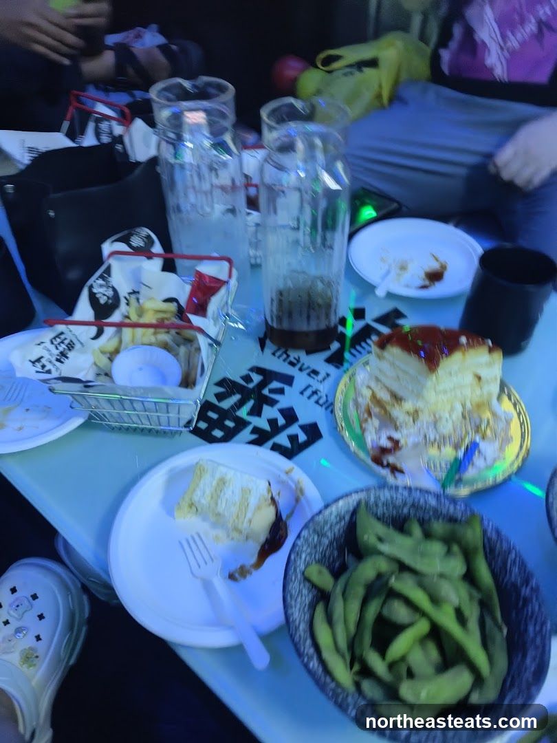 Table with food and drinks